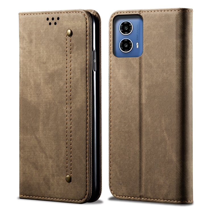 E-shop DENIM Peňaženkový kryt pre Motorola Moto G85 5G šedohnedý