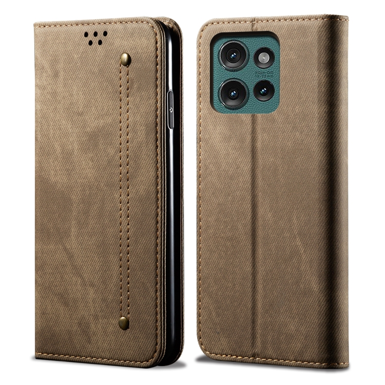 E-shop DENIM Peňaženkový kryt pre Motorola Edge 50 šedohnedý
