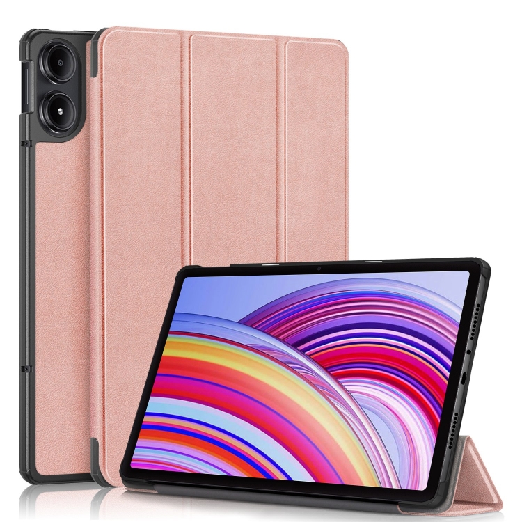 E-shop LEATHER Zaklápací kryt pre Xiaomi Redmi Pad Pro / Pad Pro 5G ružovozlatý