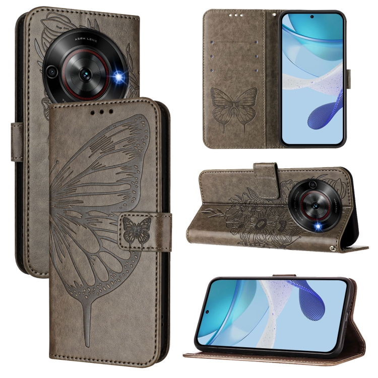 E-shop ART BUTTERFLY Peňaženkový obal pre ZTE Blade A75 5G / Nubia Focus 5G šedý
