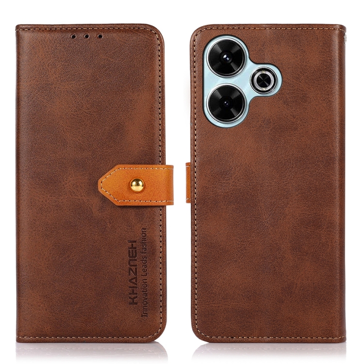 E-shop KHAZNEH DUAL-COLOR Peňaženkový kryt pre Xiaomi Redmi 13 hnedý