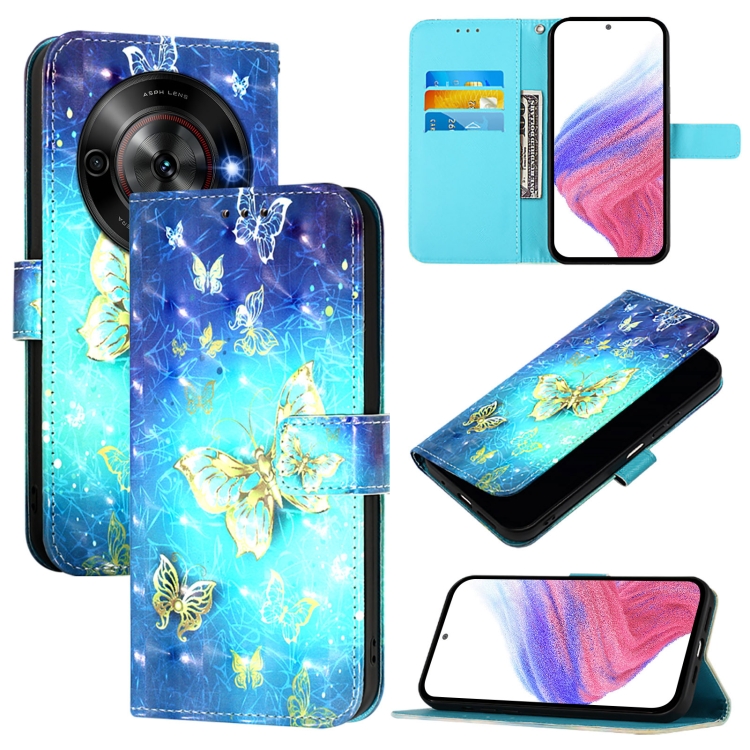 E-shop ART Peňaženkový kryt pre ZTE Blade A75 5G / Nubia Focus 5G GOLDEN BUTTERFLY