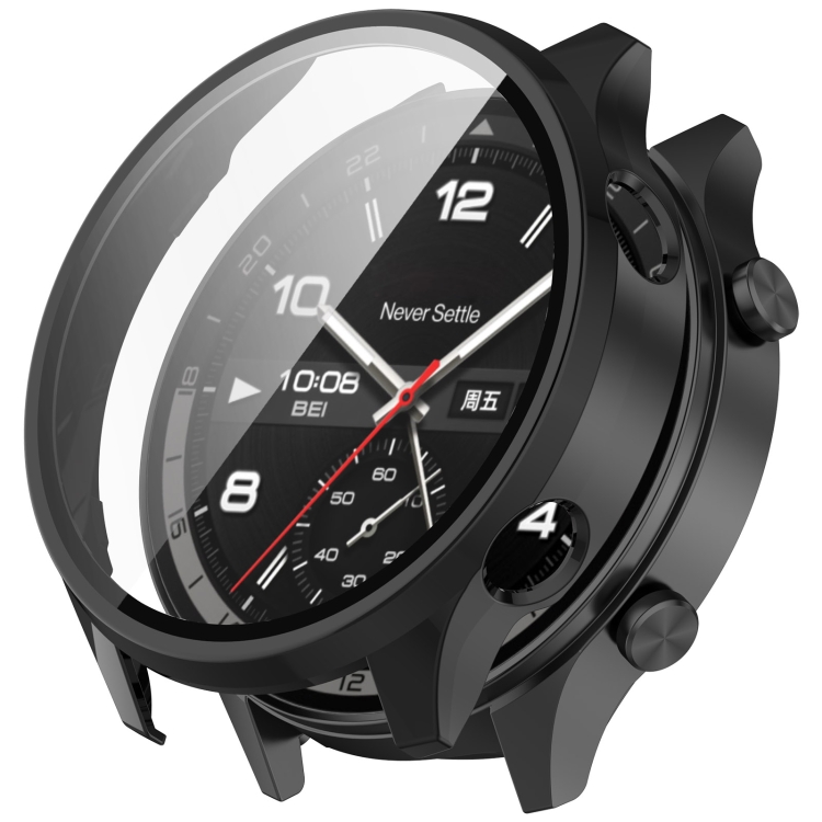 E-shop PC FULL COVER Plastový kryt so sklom pre OnePlus Watch 2R čierny
