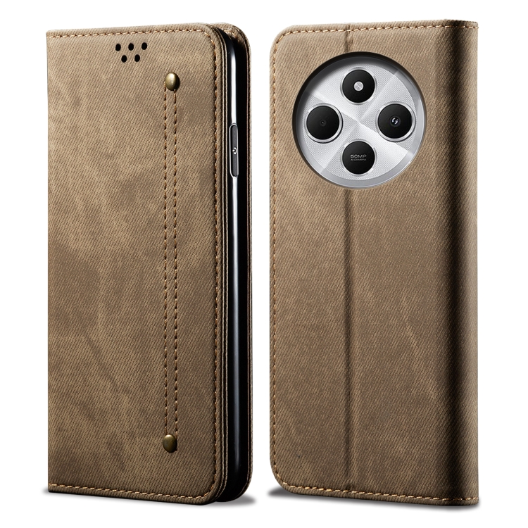 E-shop DENIM Peňaženkový kryt pre Xiaomi Redmi 14C / Poco C75 šedohnedý