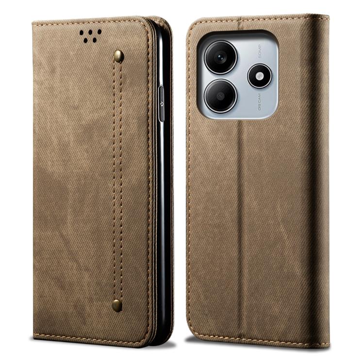 E-shop DENIM Peňaženkový kryt pre Xiaomi Redmi Note 14 šedohnedý