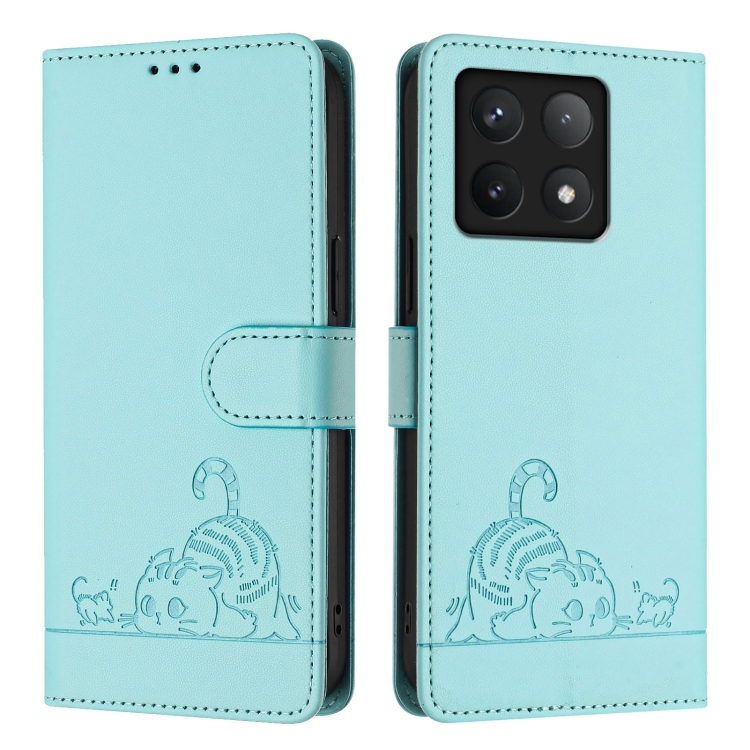 E-shop ART CAT Peňaženkový obal s remienkom pre Xiaomi 14T mentolový