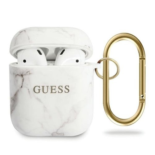 GUESS MARBLE Obal na Apple AirPods 1 / 2 biely