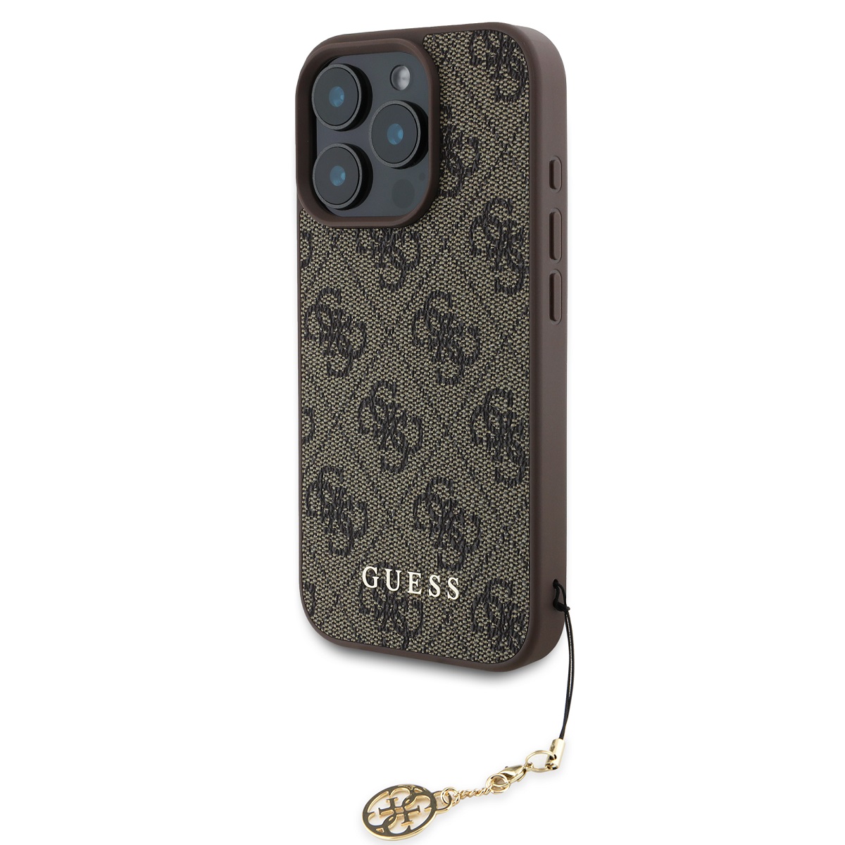 E-shop GUESS 4G Kryt s príveskom Apple iPhone 16 Pro hnedý