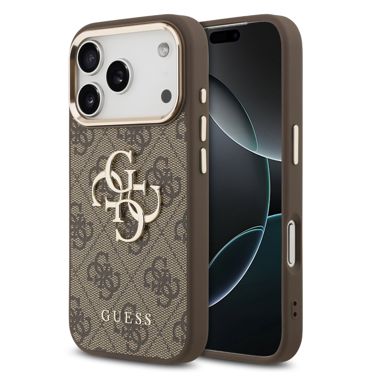 E-shop GUESS 4G METAL Ochranný obal pre Apple iPhone 17 Pro BROWN