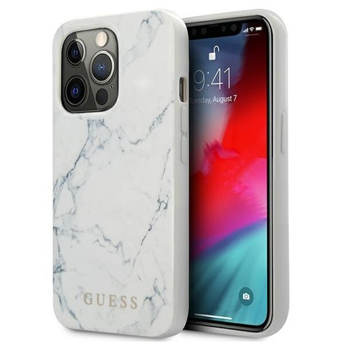 GUESS MARBLE Ochranný obal Apple iPhone 13 Pro Max biely