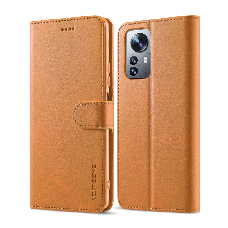 E-shop IMEEKE Peňaženkový kryt Xiaomi 12 Lite svetlohnedý