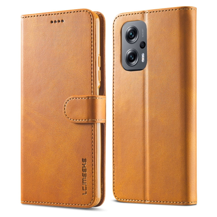 E-shop IMEEKE Peňaženkový kryt Xiaomi Poco M5 svetlohnedý