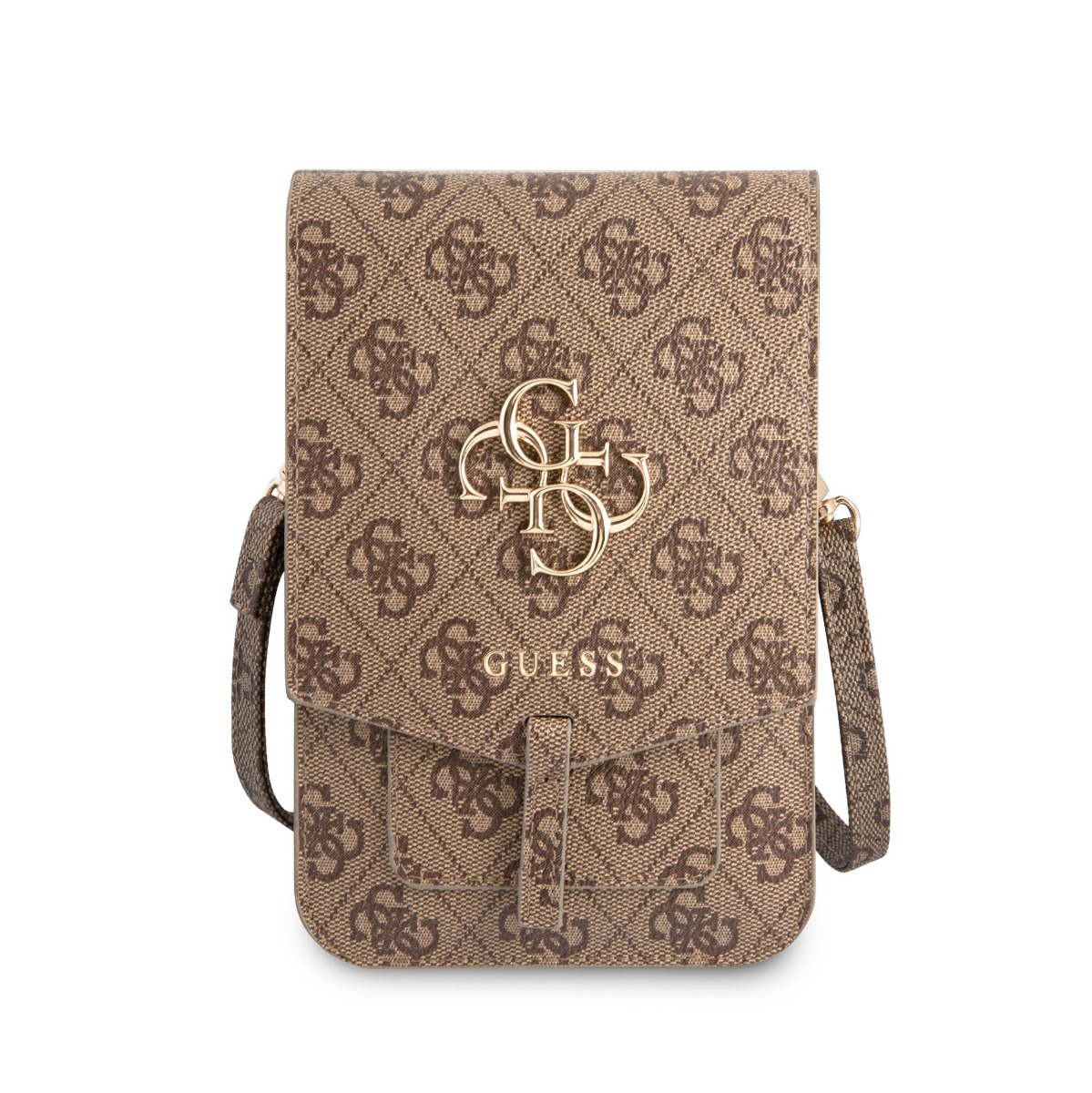 E-shop GUESS 4G BAG Univerzálne puzdro na mobil s remienkom hnedé