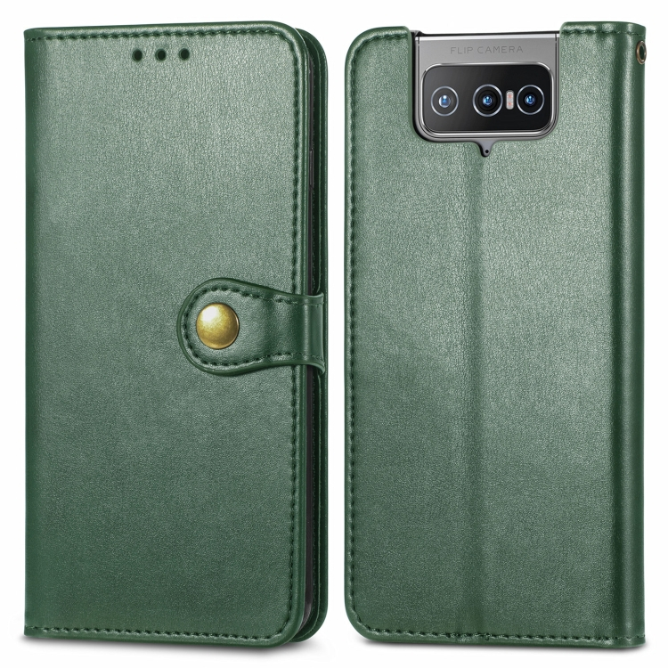 FORCELL LEATHER BUCKLE Peňaženkový obal Asus Zenfone 8 Flip (ZS672KS) zelený