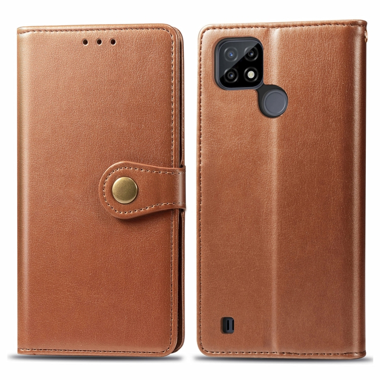E-shop LEATHER BUCKLE Peňaženkový obal Realme C21 hnedý