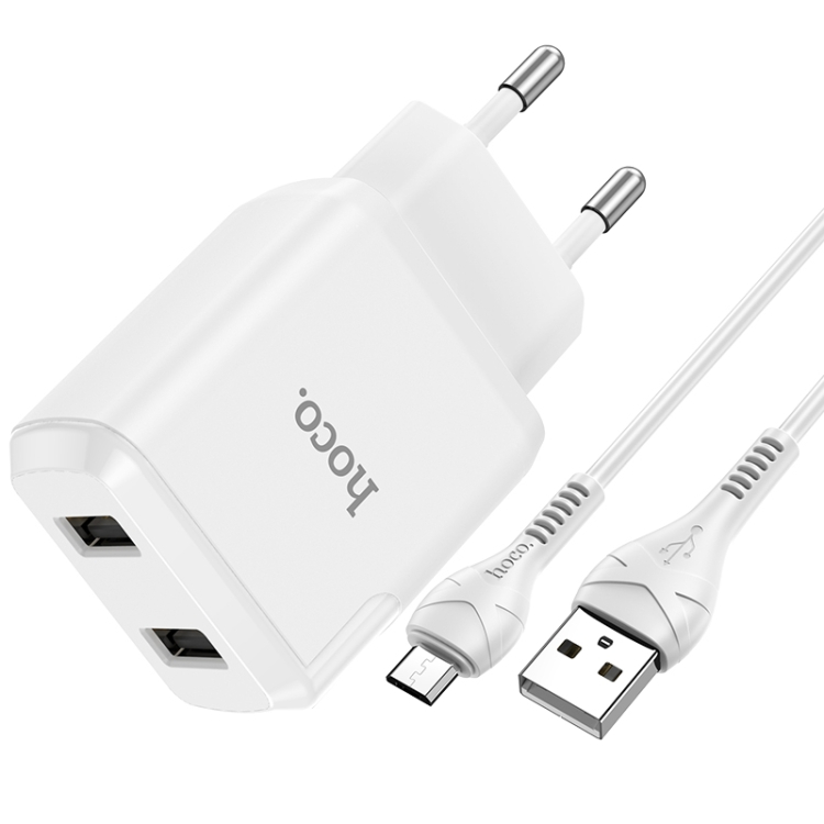 HOCO 34852
HOCO N7 10W Sieťová nabíjačka 2x USB + micro USB kábel biela