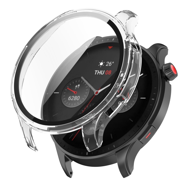 E-shop PC FULL COVER Plastový kryt so sklom Amazfit GTR 4 / GTR 4 Pro priehľadný