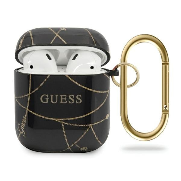 GUESS MARBLE Obal na Apple AirPods 1 / 2 čierny