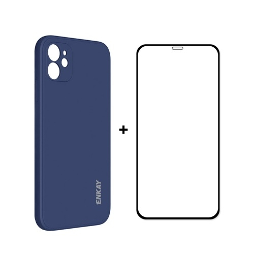 E-shop ENKAY Obal + 3D sklo Apple iPhone 12 tmavomodrý