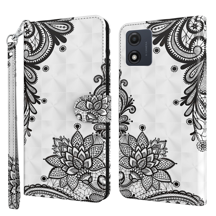 E-shop ART Peňaženkový kryt pre Motorola Moto E13 BLACK FLOWER