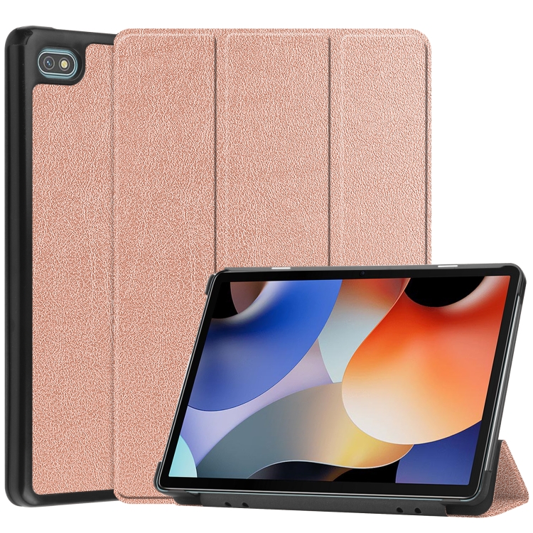 E-shop LEATHER Zaklápací kryt pre Oscal Pad10 ružovozlatý