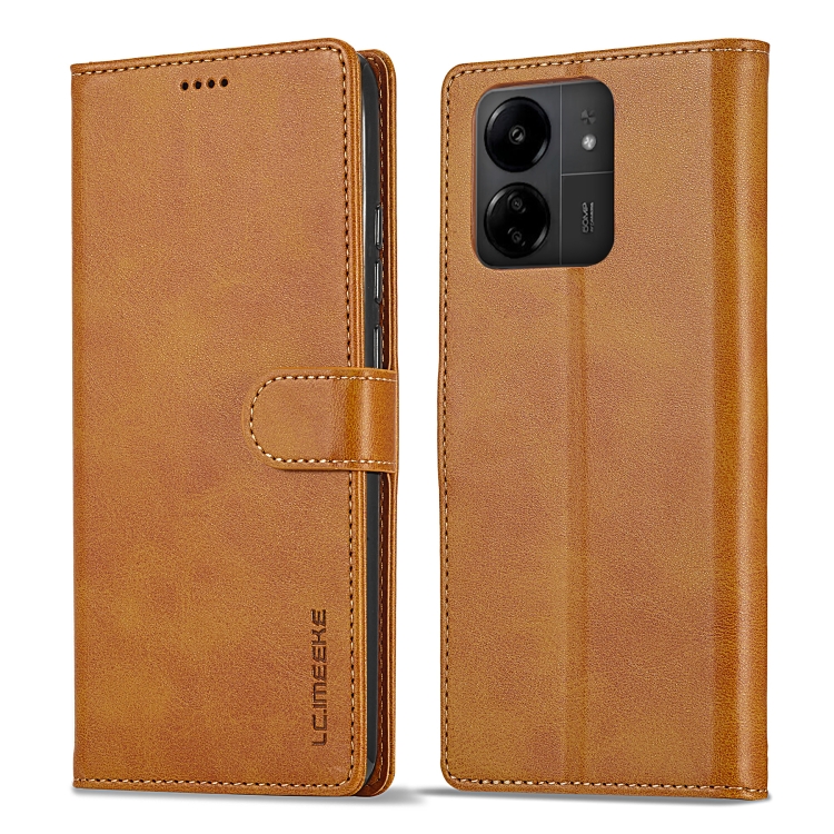 E-shop IMEEKE Peňaženkový obal pre Xiaomi Redmi 13C / Poco C65 svetlohnedý