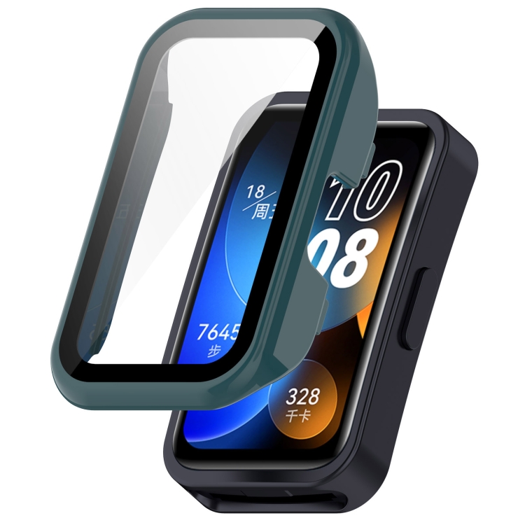 E-shop PC FULL COVER Plastový kryt so sklom pre Huawei Band 8 / 9 zelený