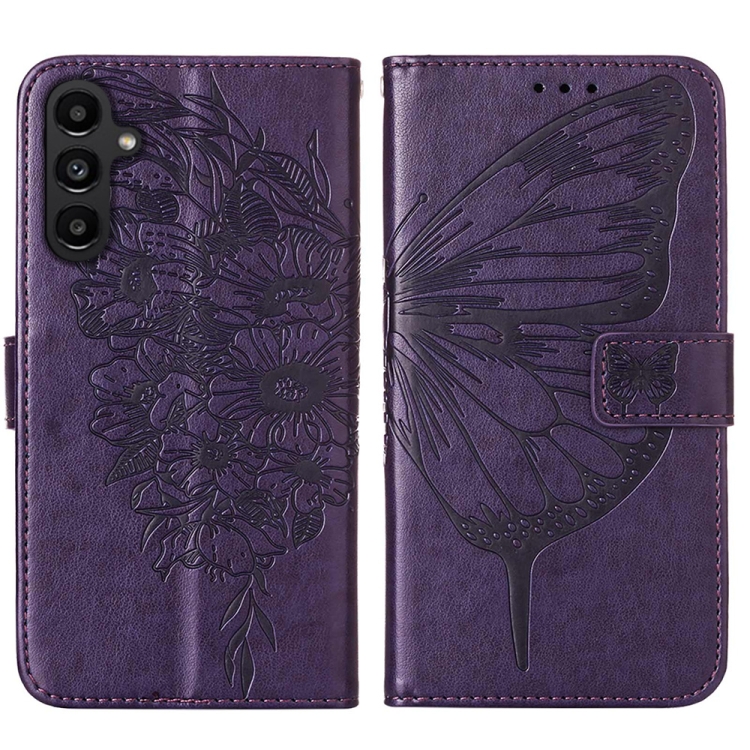 E-shop ART BUTTERFLY Peňaženkový obal pre Samsung Galaxy A15 / A15 5G tmavofialový