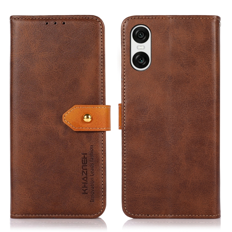 E-shop KHAZNEH DUAL-COLOR Peňaženkový kryt pre Sony Xperia 10 VI hnedý