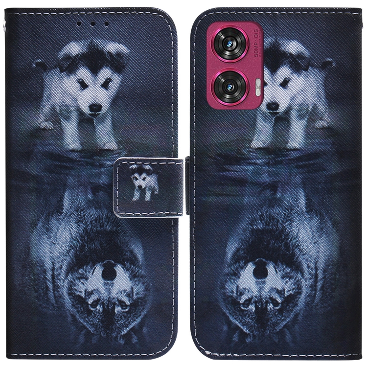 E-shop ART Peňaženkový kryt pre Motorola Edge 50 Fusion WOLF AND DOG