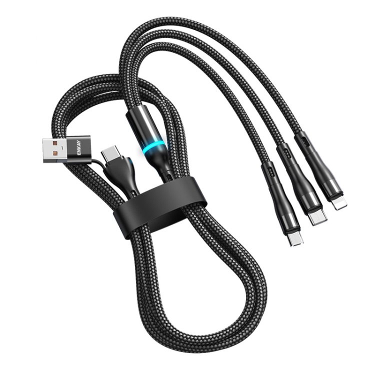 E-shop ENKAY 6v1 Kábel USB / USB Typ-C na Lightning / micro USB / USB Typ-C 1.3 metra čierny
