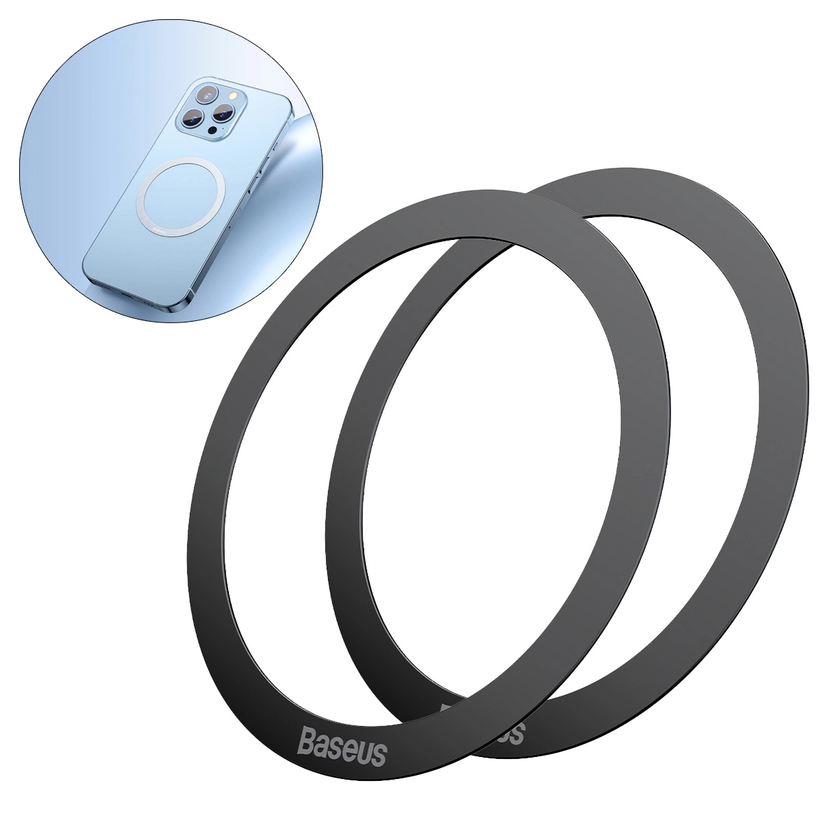E-shop BASEUS HALO 2x Magnetický krúžok čierny