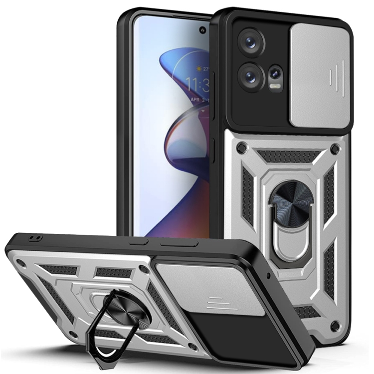 E-shop RING CAMERA Kryt s držiakom pre Motorola Edge 30 Fusion strieborný