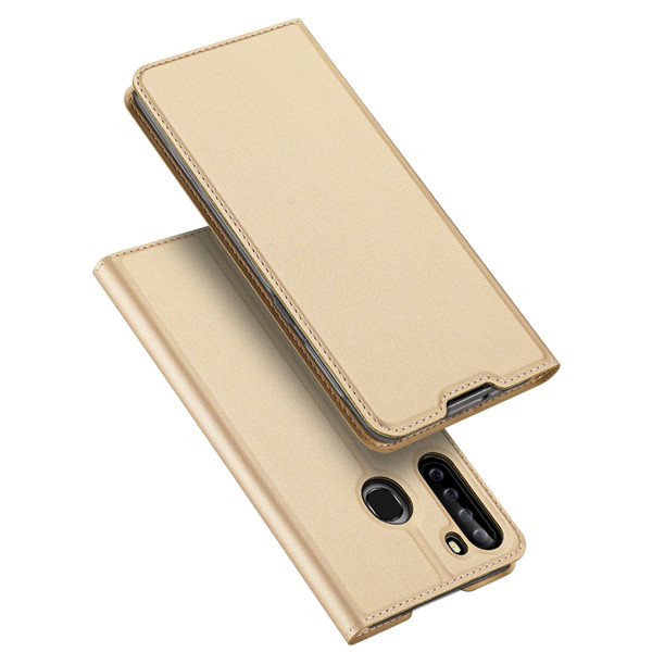DUX Peňaženkový obal Samsung Galaxy A21 zlatý