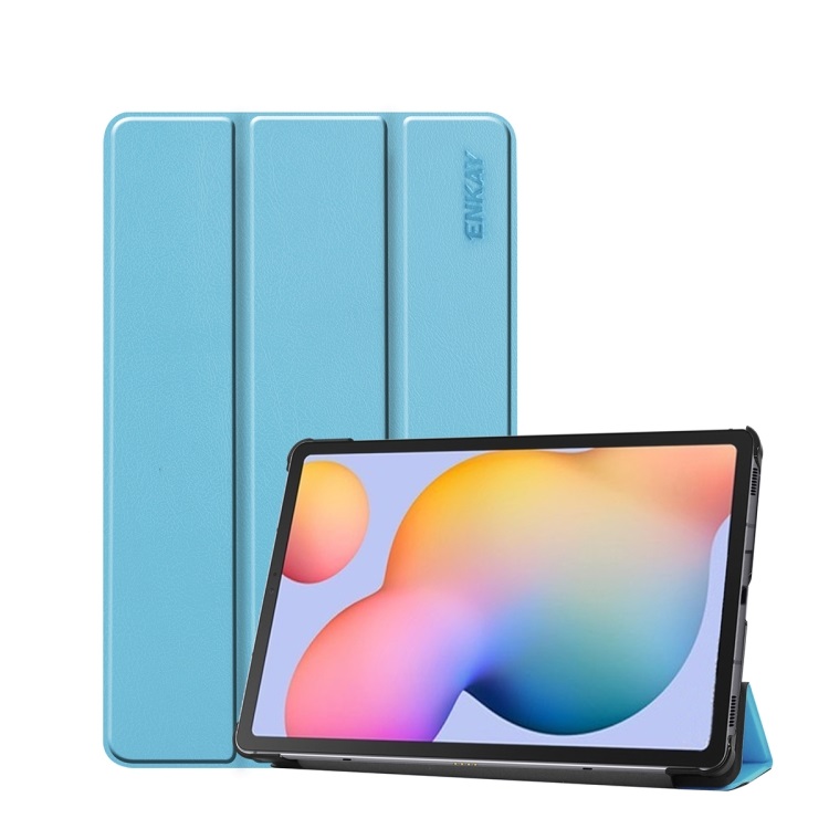 E-shop ENKAY LEATHER Zaklápací obal pre Samsung Galaxy Tab S6 Lite 2024 / S6 Lite 2022 / S6 Lite svetlomodrý