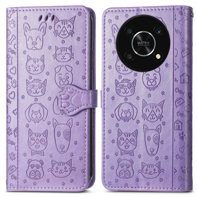 E-shop CUTE CAT Peňaženkový kryt Huawei Nova Y90 fialový