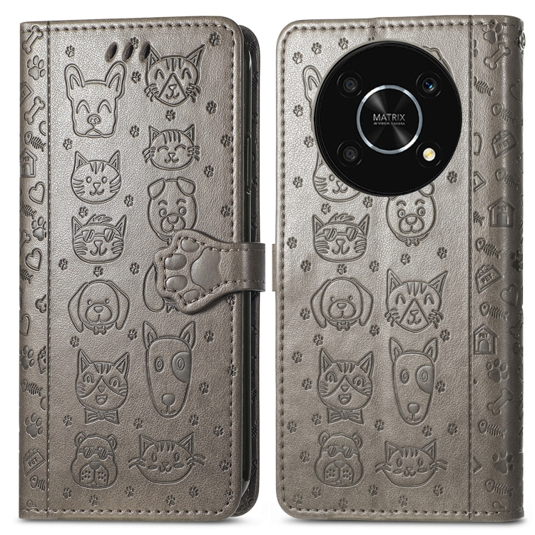 E-shop CUTE CAT Peňaženkový kryt Huawei Nova Y90 šedý