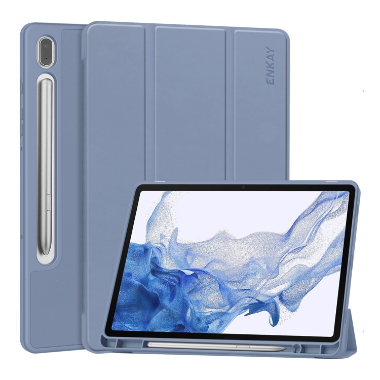E-shop ENKAY LEATHER Zaklápací obal pre Samsung Galaxy Tab S9 fialový