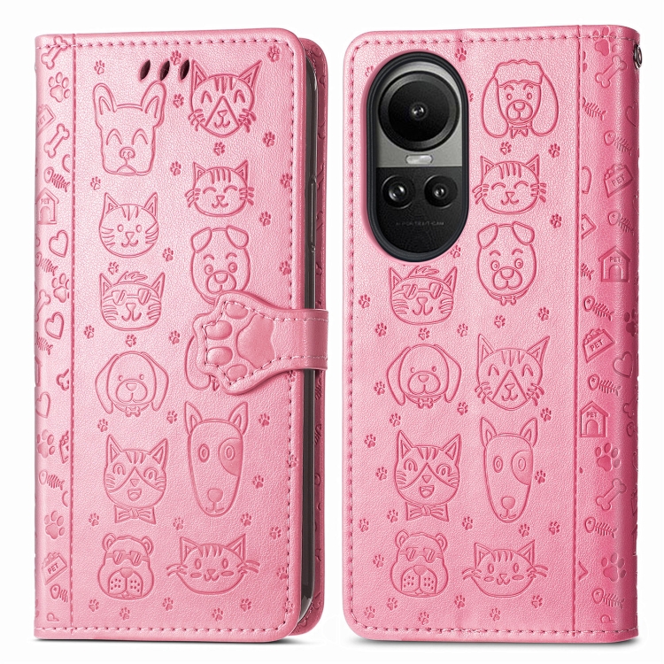 E-shop CUTE CAT Peňaženkový kryt Oppo Reno10 5G / Reno10 Pro 5G ružový