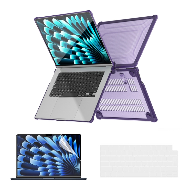 E-shop ENKAY RUGGED Ochranný set pre Apple MacBook Air 15" M2 / M3 (A2941 / A3114) fialový