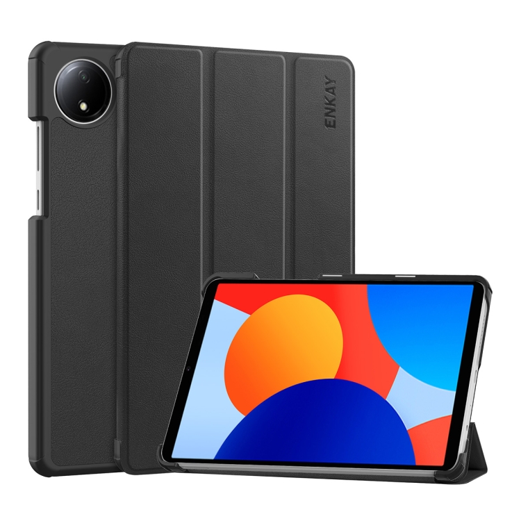 E-shop ENKAY LEATHER Zaklápací obal pre Xiaomi Redmi Pad SE 8.7 čierny