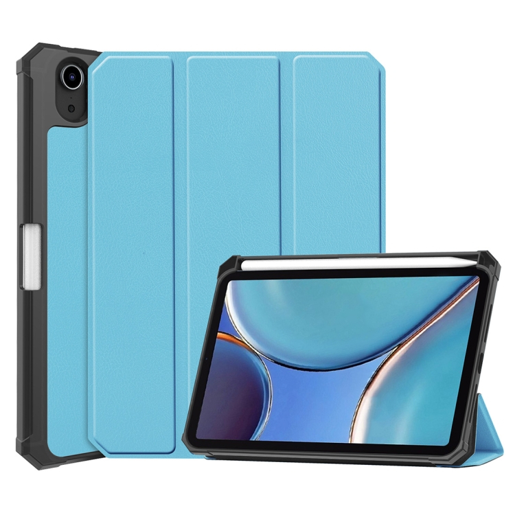 E-shop LEATHER Zaklápací obal Apple iPad mini 2021 / iPad mini 2024 svetlomodrý